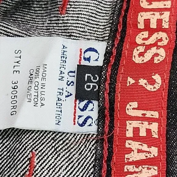 Vtg 90s Guess Mom Jeans US 26 High Rise EMBROIDERED Logo Stl 39050RG Made In USA - Picture 7 of 10